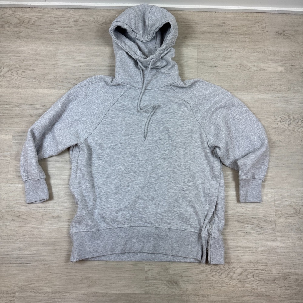Zara Oversized Hoodie Sweatshirt Size Small Gray Side Zipper Drawstring